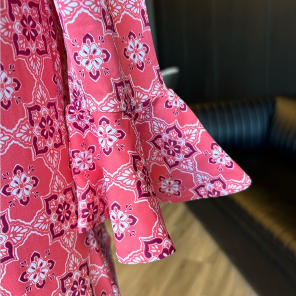 Off shoulder smocked neckline dress!wi th hemline tassels! - Picture 2 of 7